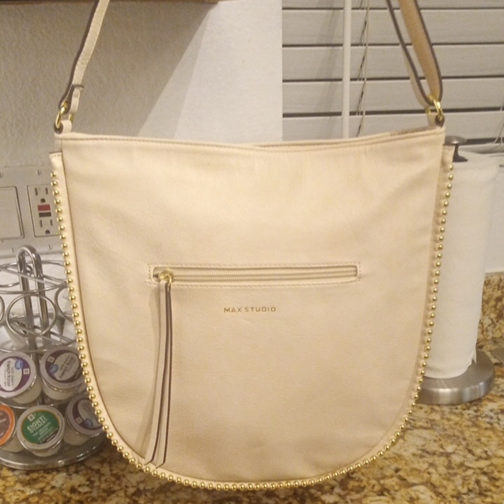Max Studio Cream Shoulder Bag with Adjustable Strap